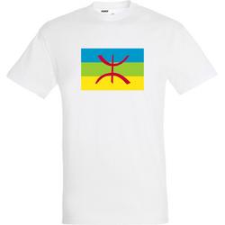 T-shirt Amazigh / Berberse Vlag | Marokko Shirt | WK 2022 Voetbal | Morocco Supporter | Wit | maat 4XL